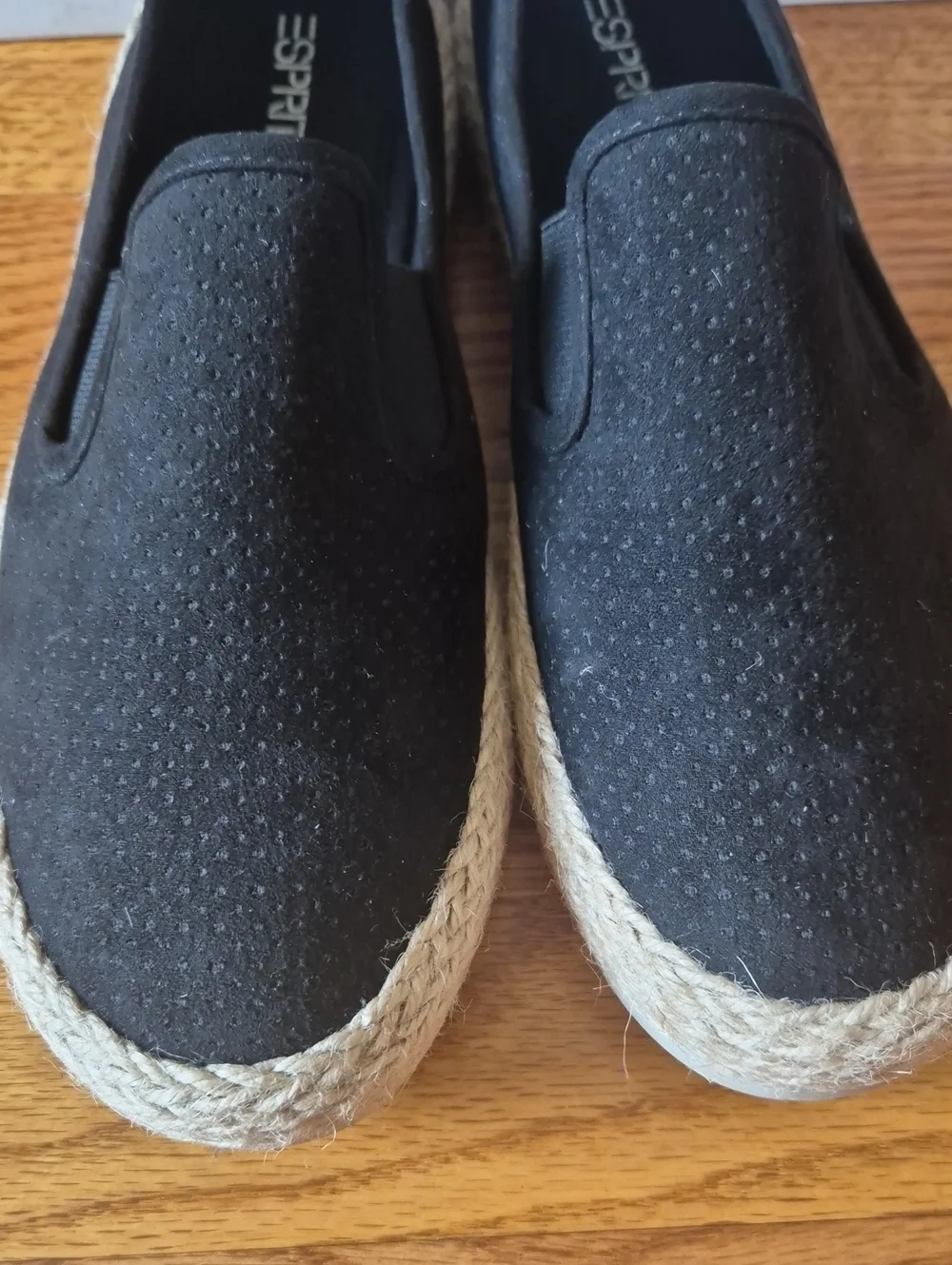 Esprit Black Slip-On Espadrilles with Jute Trim